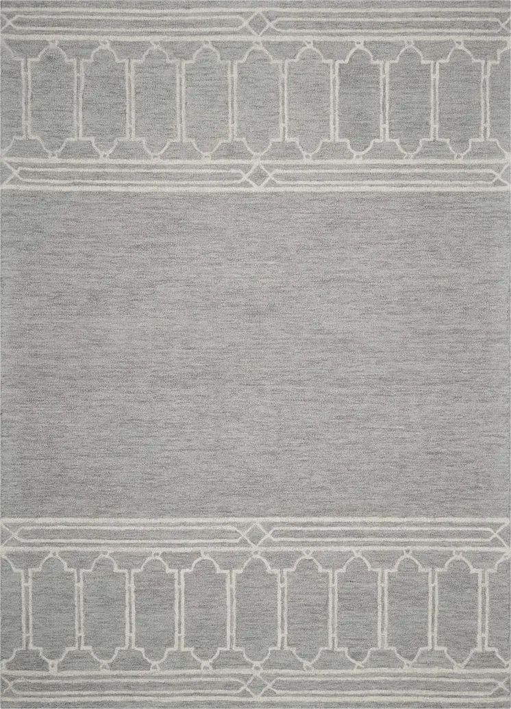 3' X 5' Grey Geometric Pattern Wool Area Rug