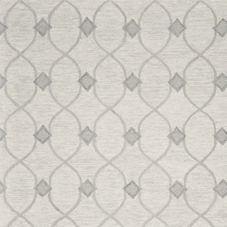 3' X 5' Ivory And Gray Wool Ogee Hand Tufted Area Rug