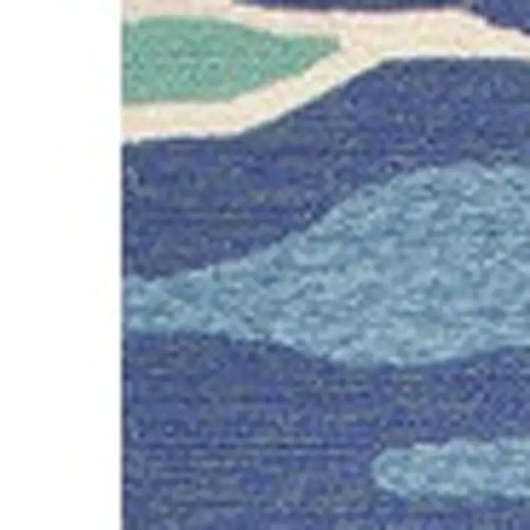 3' X 5' Blue and Ivory Abstract Handmade Indoor Outdoor Area Rug