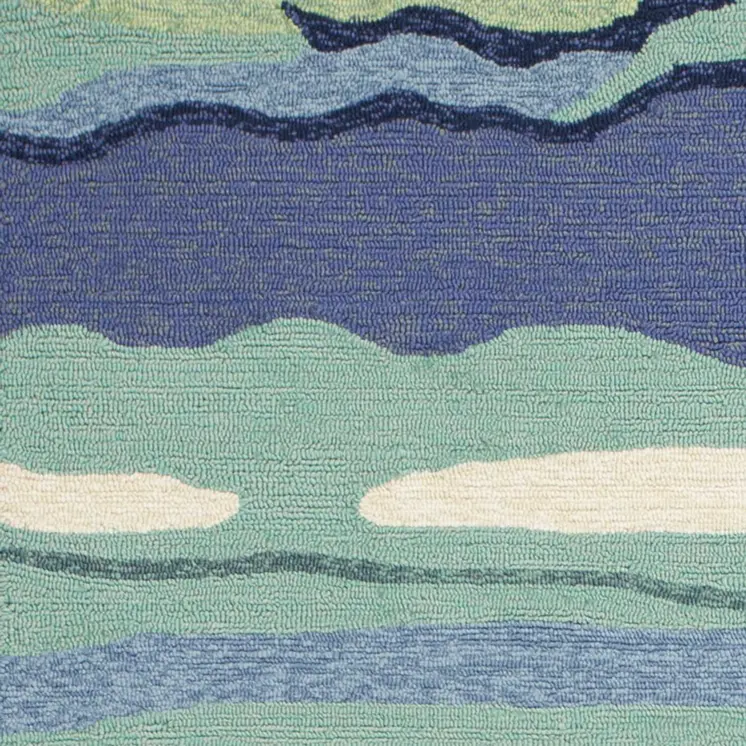 3' X 5' Blue and Ivory Abstract Handmade Indoor Outdoor Area Rug