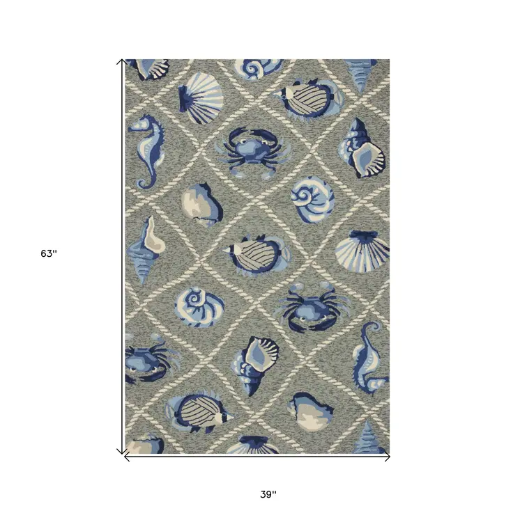 3' X 5' Gray Abstract Handmade Indoor Outdoor Area Rug
