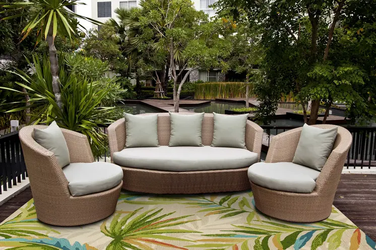 3' X 5' Sand Tropical Botanical Hand Tufted Area Rug