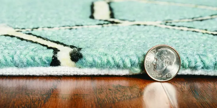 3' X 5' Green And Ivory Geometric Hand Hooked Area Rug