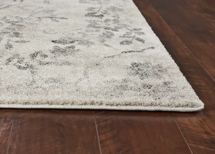 3' X 5' Gray Floral Vines Distressed Area Rug