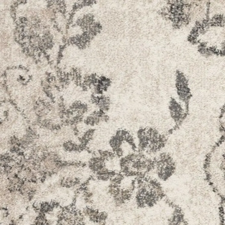 3' X 5' Gray Floral Vines Distressed Area Rug