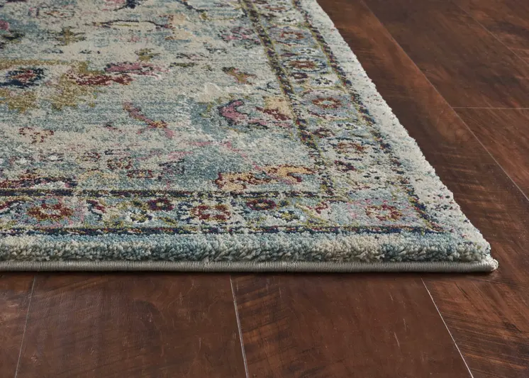 3' x 5' Light Blue Floral Vines Area Rug