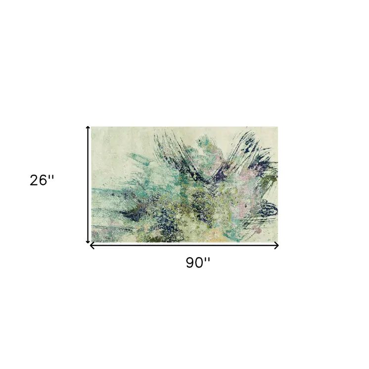 8' Ivory Abstract Runner Rug