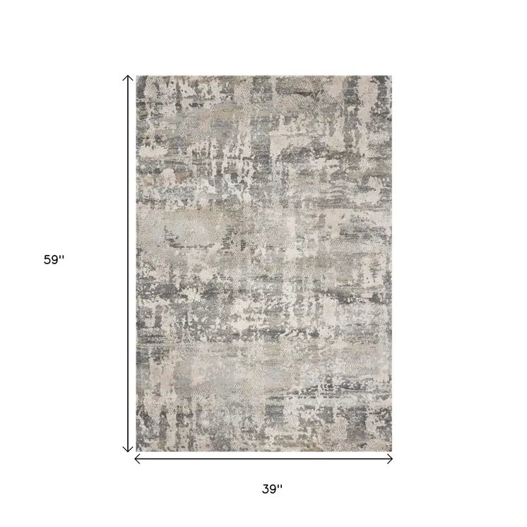 3' X 5' Natural Abstract Area Rug