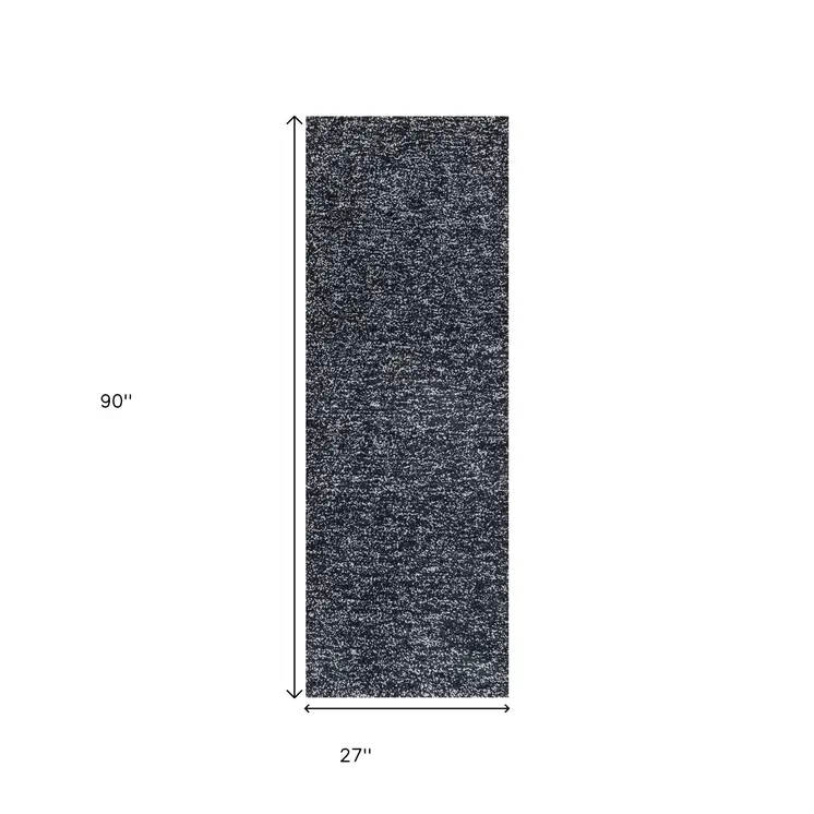 8' Black Heather Plain Runner Rug