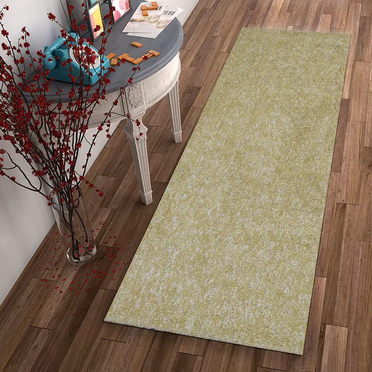 8' Yellow And Ivory Shag Hand Woven Runner Rug