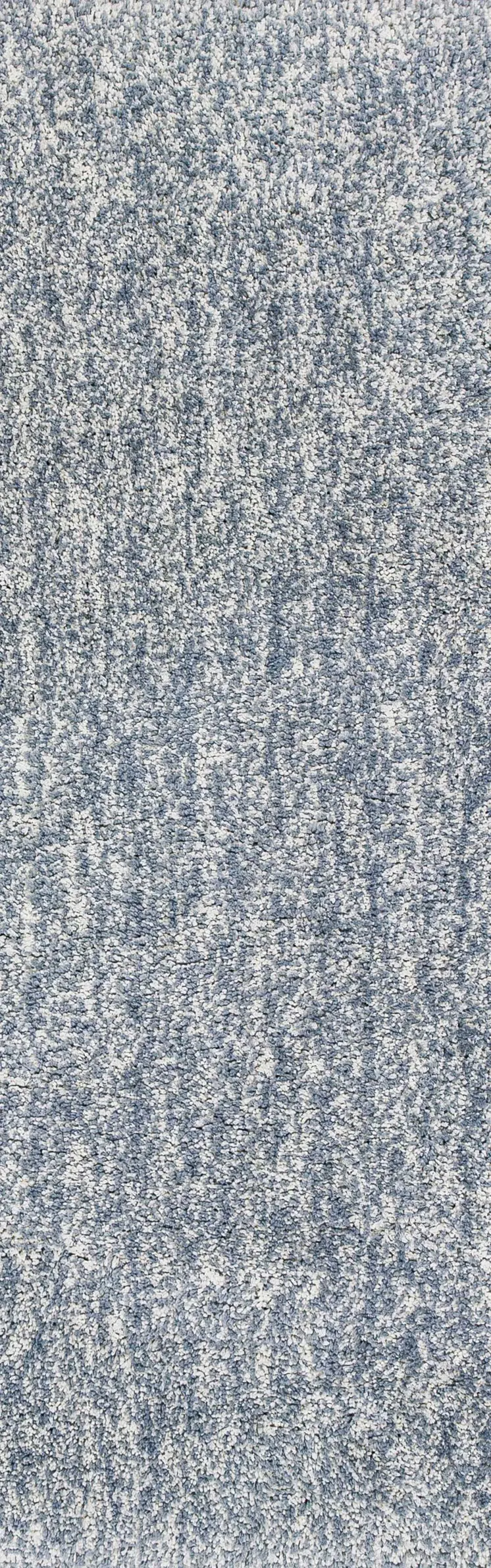 8' Slate Blue And Ivory Shag Hand Woven Runner Rug