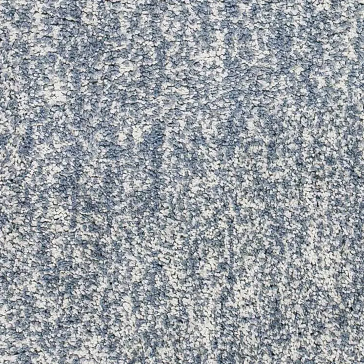 8' Slate Blue And Ivory Shag Hand Woven Runner Rug