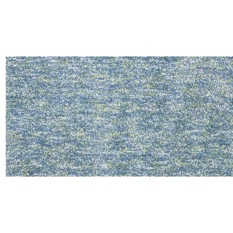 8' Blue And White Shag Hand Woven Runner Rug