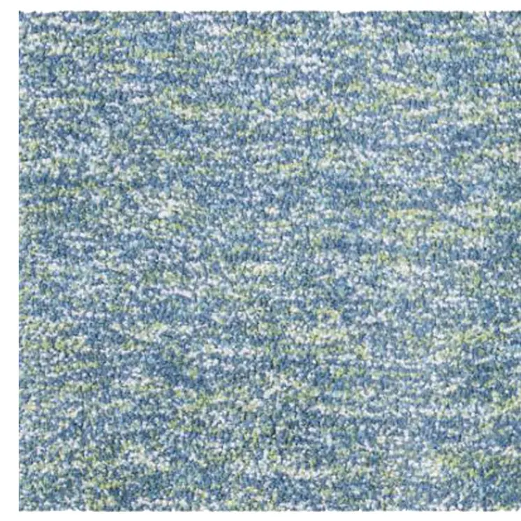 8' Blue And White Shag Hand Woven Runner Rug
