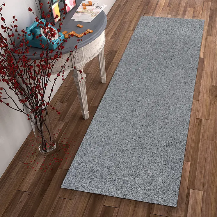 8' Gray Shag Hand Woven Runner Rug