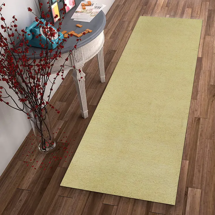 8' Canary Yellow Shag Hand Woven Runner Rug
