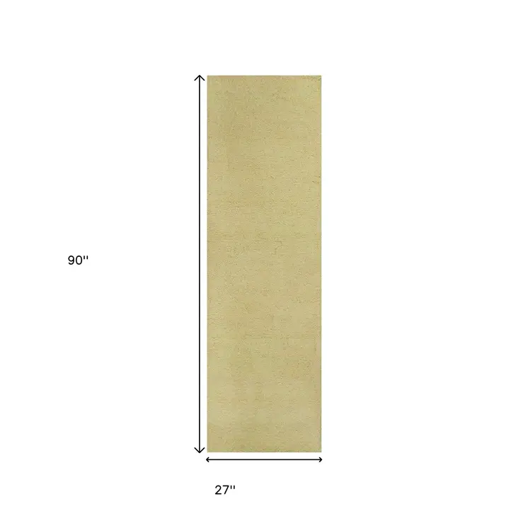 8' Canary Yellow Shag Hand Woven Runner Rug