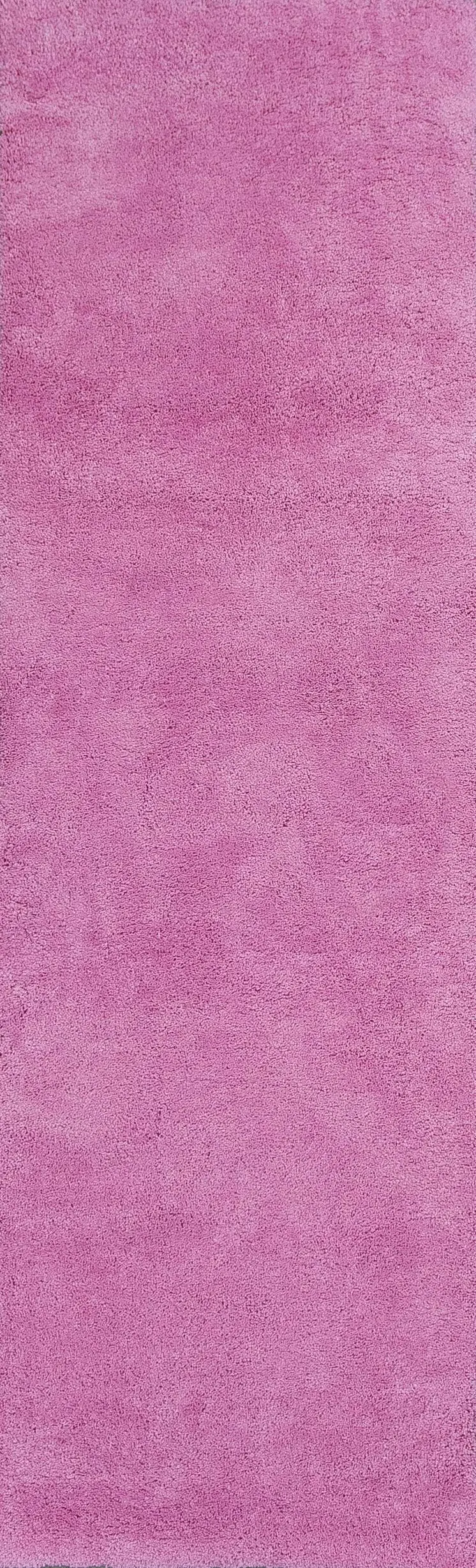 8' Hot Pink Shag Hand Woven Runner Rug