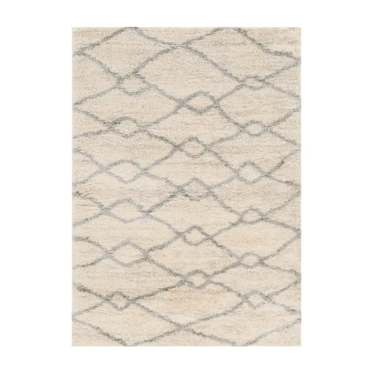4' X 6' Ivory And Gray Chain Distressed Area Rug