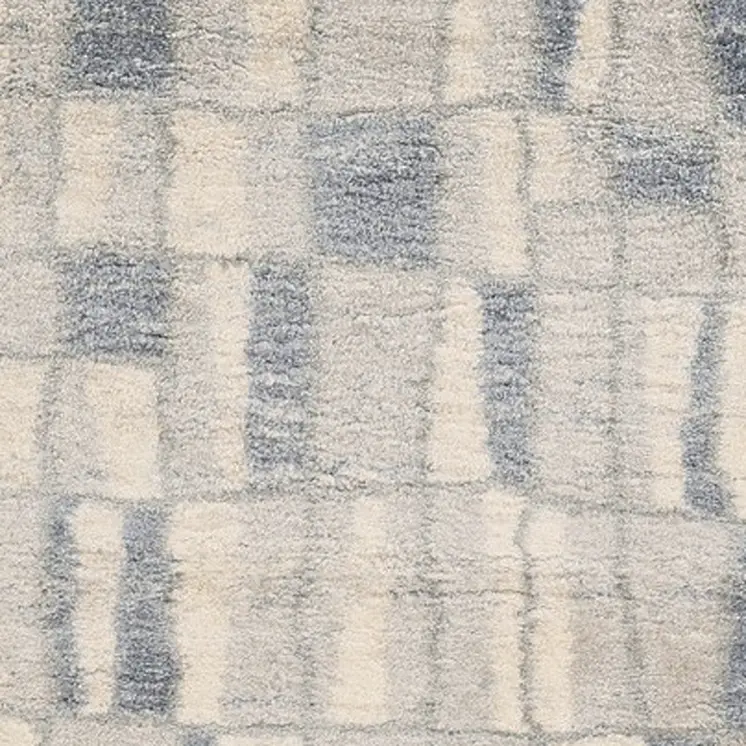 4' X 6' Ivory And Blue Abstract Distressed Area Rug