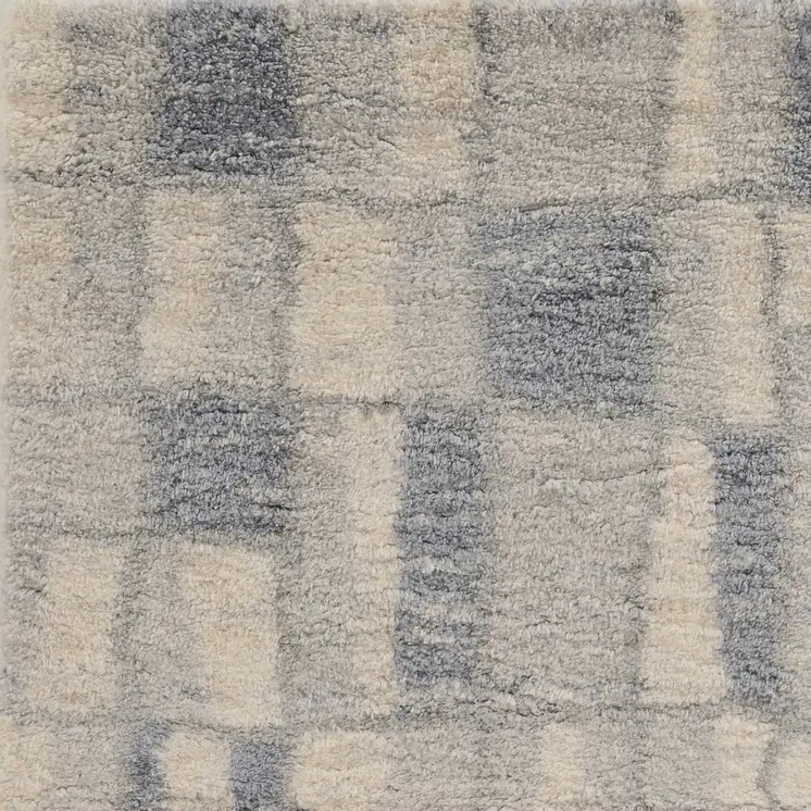4' X 6' Ivory And Blue Abstract Distressed Area Rug
