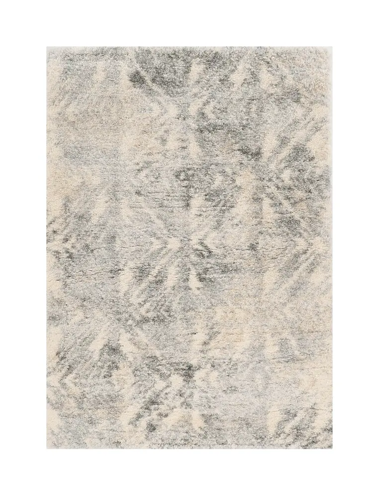 4' X 6' Gray and Ivory Damask Area Rug