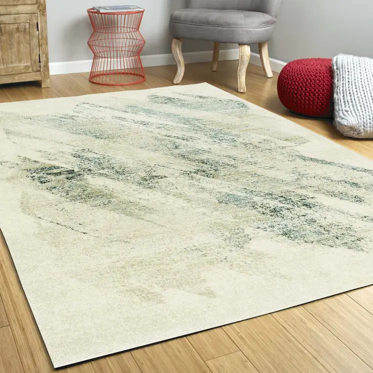 3' X 5' Gray and Ivory Abstract Worn Faded Area Rug