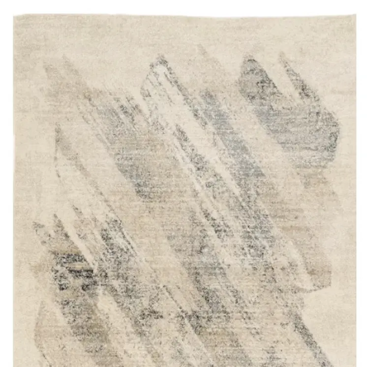 3' X 5' Gray and Ivory Abstract Worn Faded Area Rug