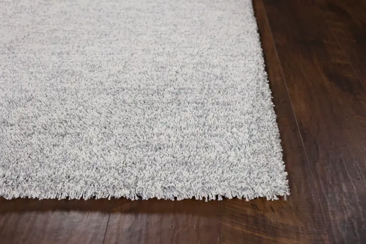 3' X 5' Slate Blue And Ivory Shag Hand Woven Area Rug