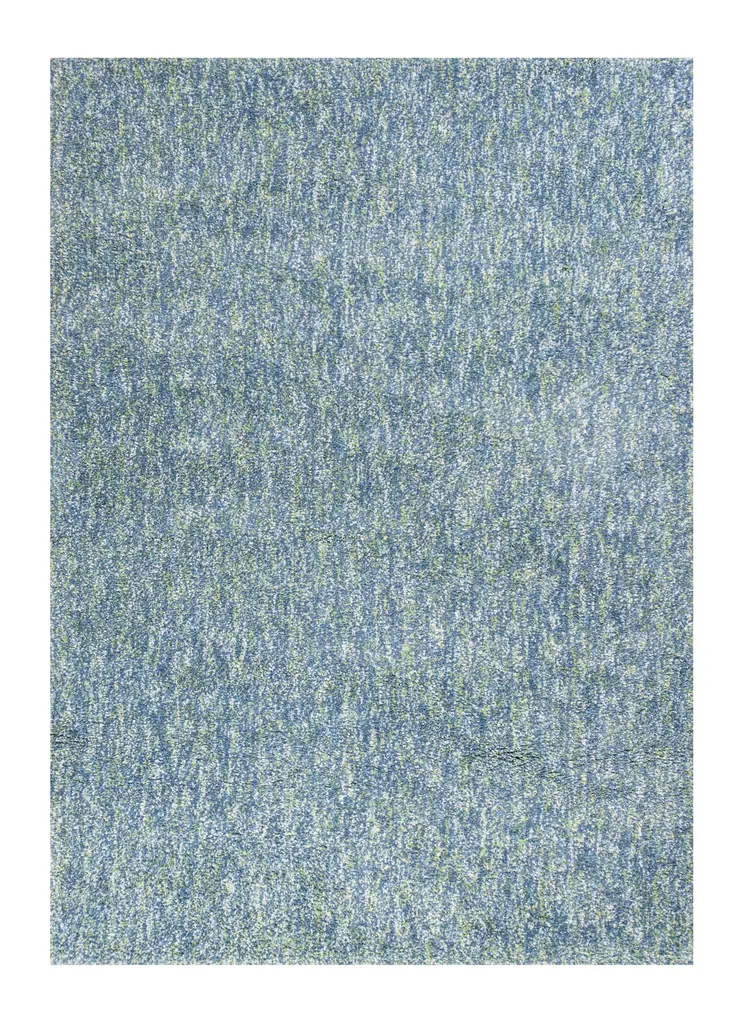 3' X 5' Blue And White Shag Hand Woven Area Rug