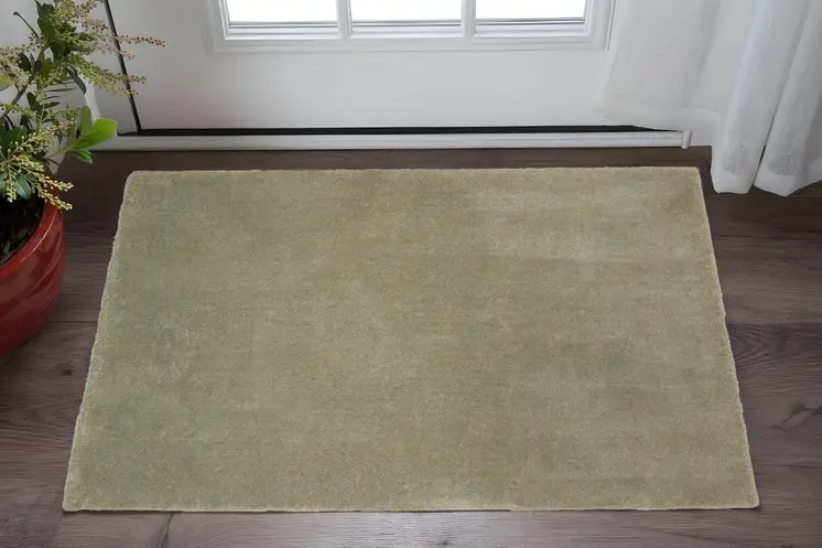 3' X 5' Sage Shag Hand Woven Area Rug