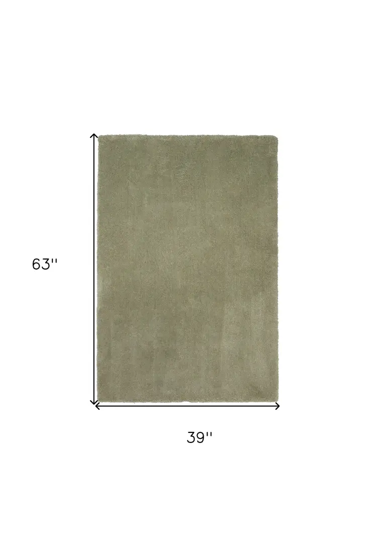 3' X 5' Sage Shag Hand Woven Area Rug