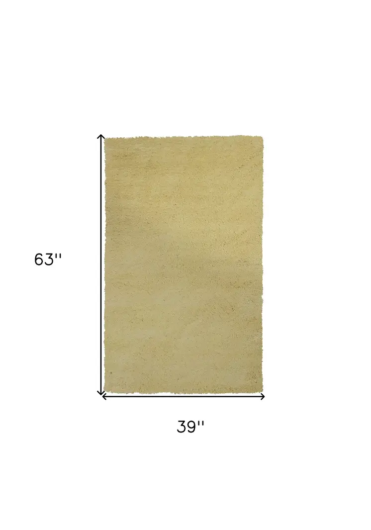 3' X 5' Canary Yellow Shag Hand Woven Area Rug