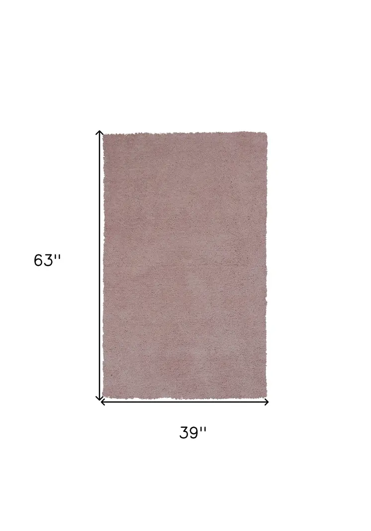 3' X 5' Pink Shag Hand Woven Area Rug