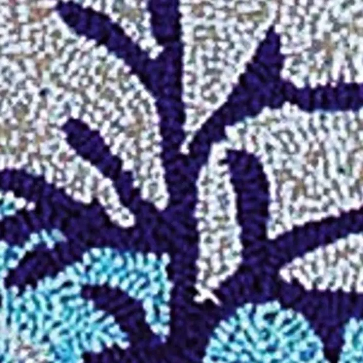 3' X 5' Blue White And Red Fish Hand Hooked Area Rug