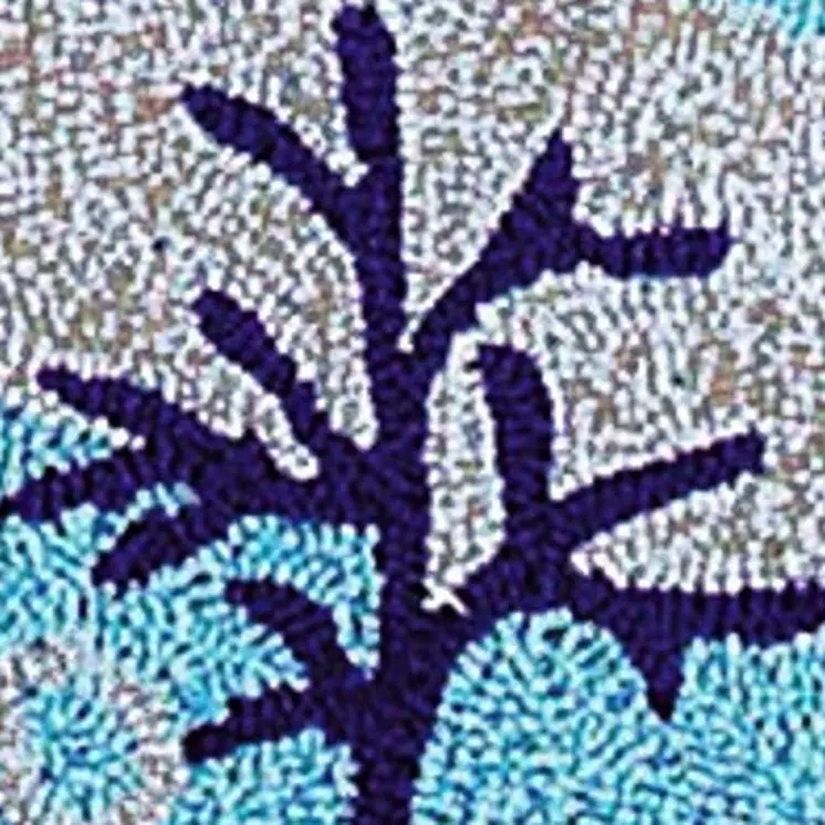 3' X 5' Blue White And Red Fish Hand Hooked Area Rug