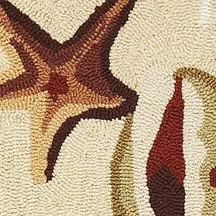 3' X 5' Beige Corals And Shells Area Rug