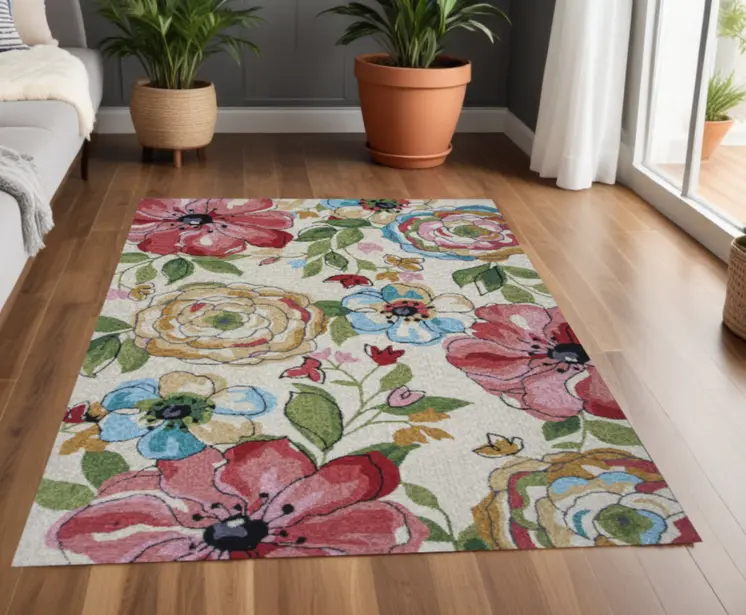 3' X 5' Sand Beige Hand Hooked Area Rug