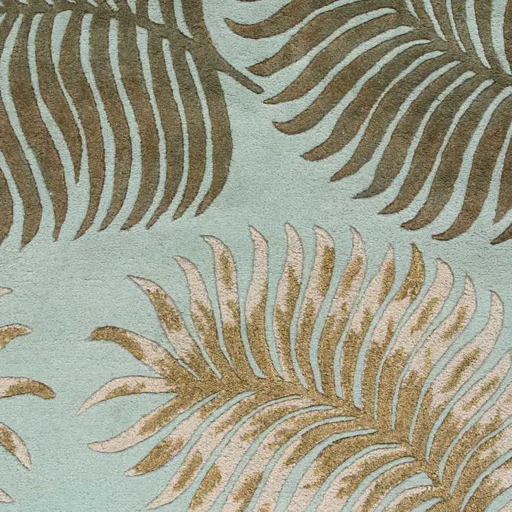 3' X 4' Aqua And Green Wool Botanical Leaves Hand Tufted Area Rug