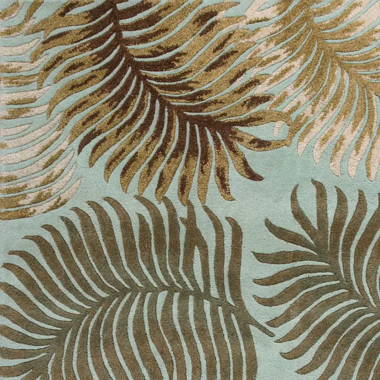 3' X 4' Aqua And Green Wool Botanical Leaves Hand Tufted Area Rug