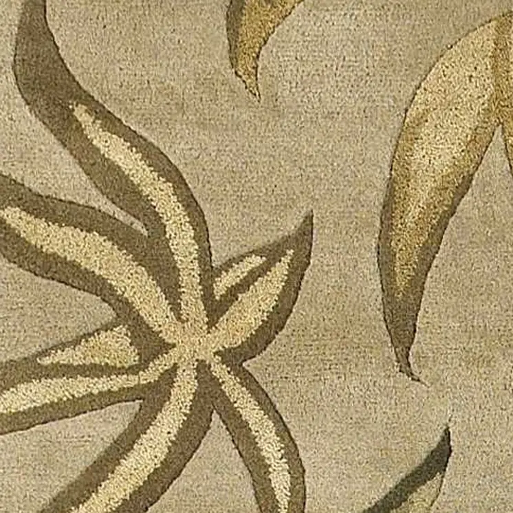 2' X 4' Sand Leaves Wool Area Rug