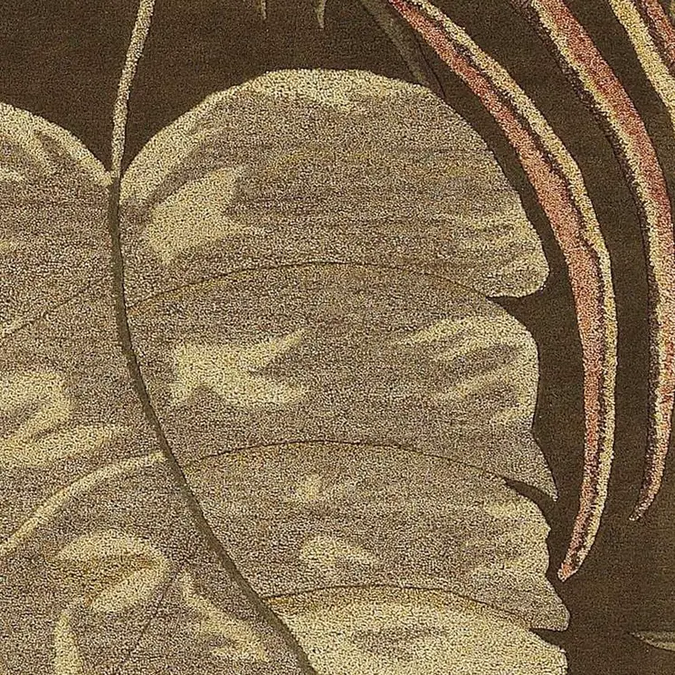 3' X 4' Brown And Green Wool Botanical Leaves Hand Tufted Area Rug