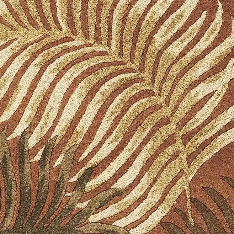 3' X 4' Rust Orange And Green Wool Botanical Leaves Hand Tufted Area Rug