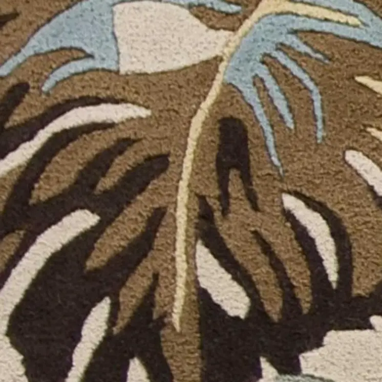 3' X 4' Ivory And Blue Wool Botanical Leaves Hand Tufted Area Rug