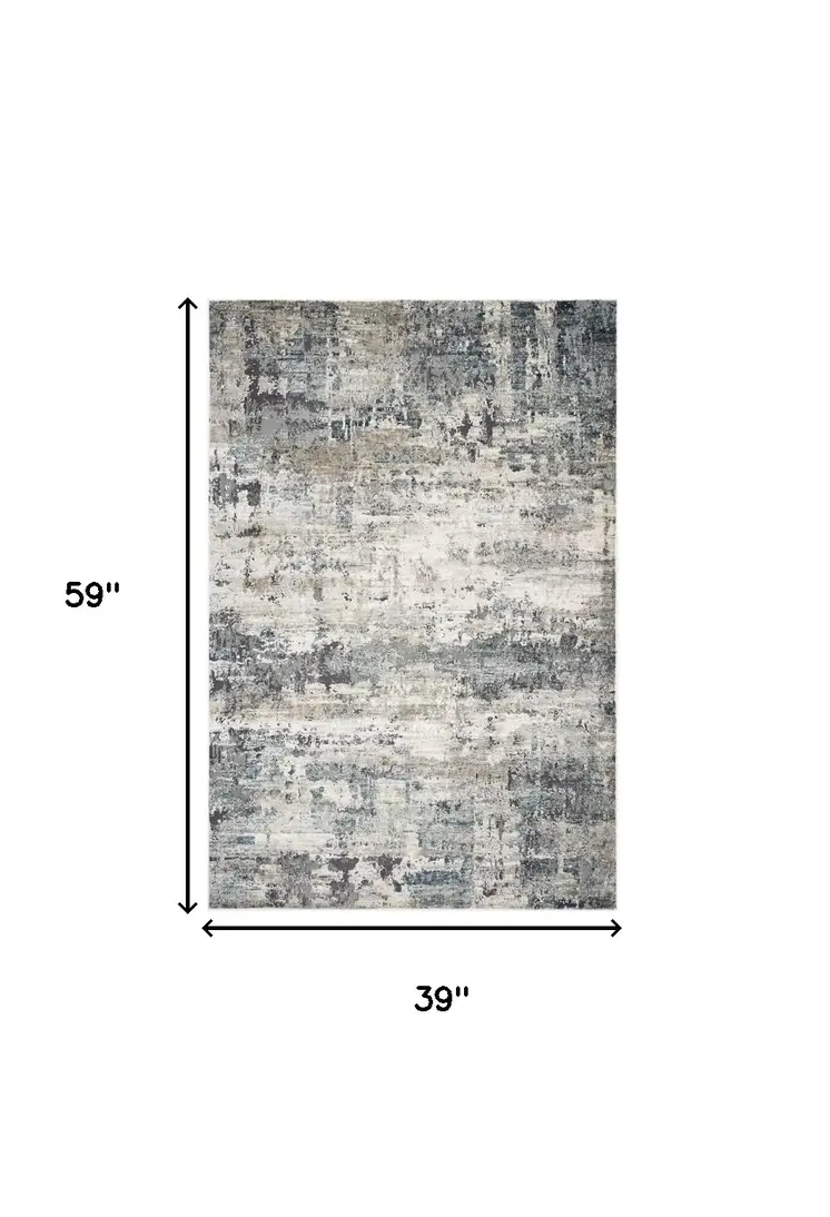 3' X 5' Ivory Abstract Area Rug