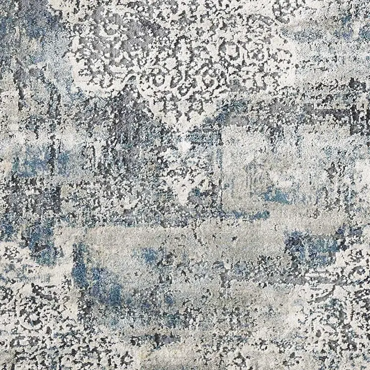 8' Ivory Floral Medallion Runner Rug
