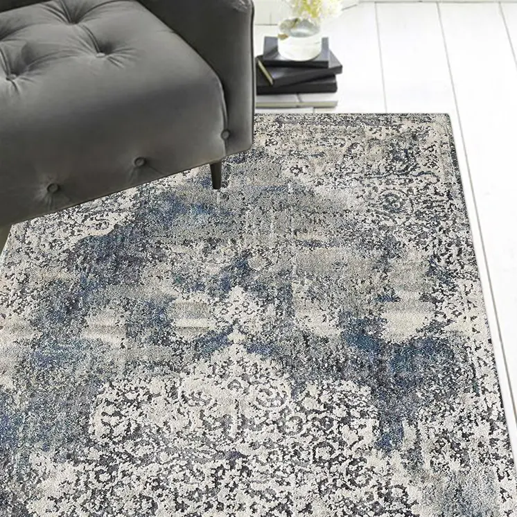 8' Ivory Floral Medallion Runner Rug