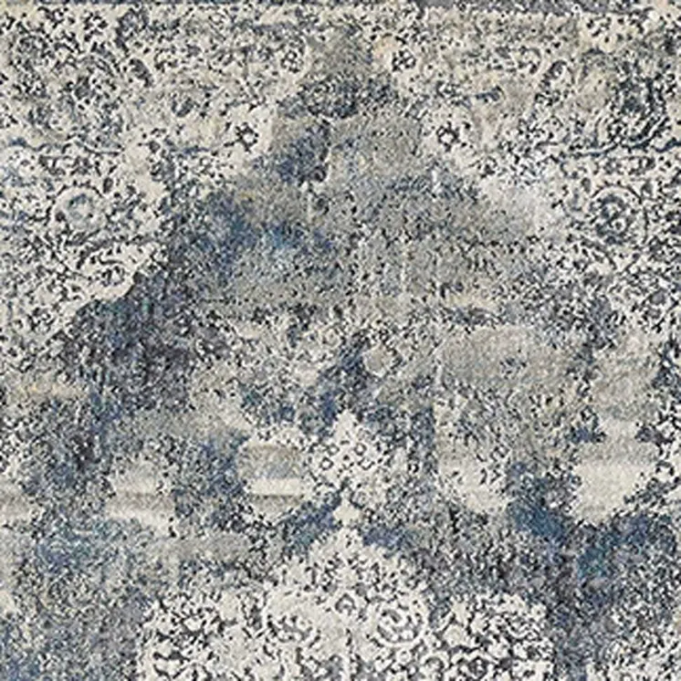 8' Ivory Floral Medallion Runner Rug