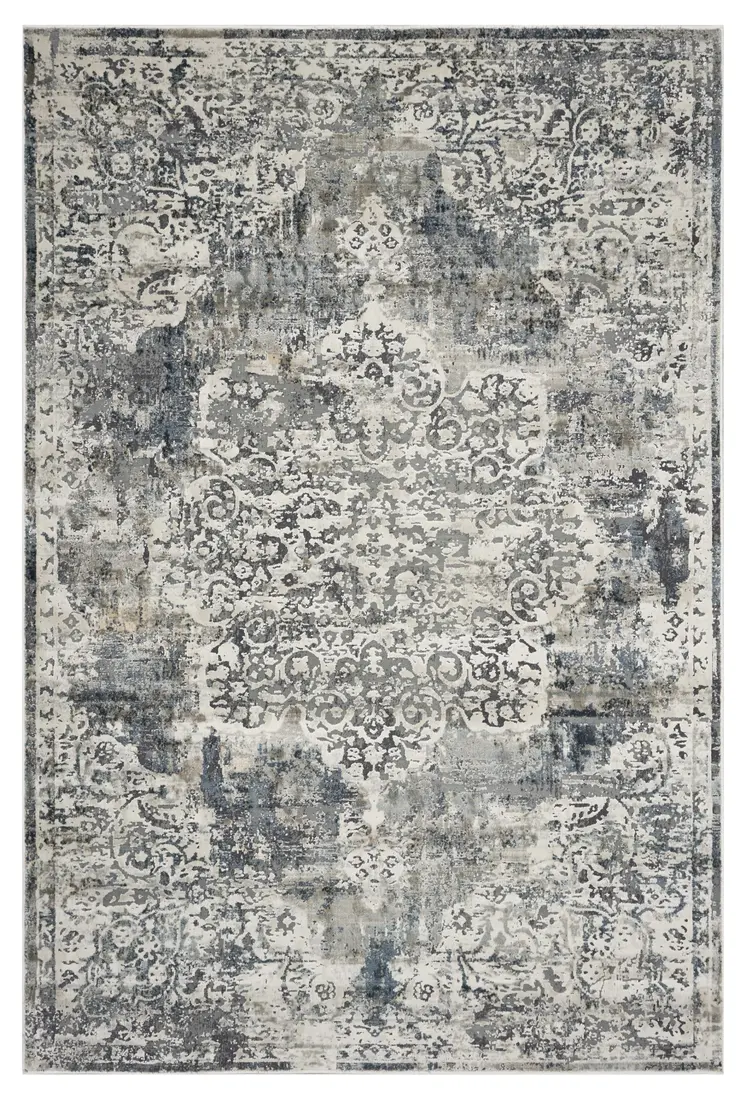 3' X 5' Ivory Floral Medallion Area Rug