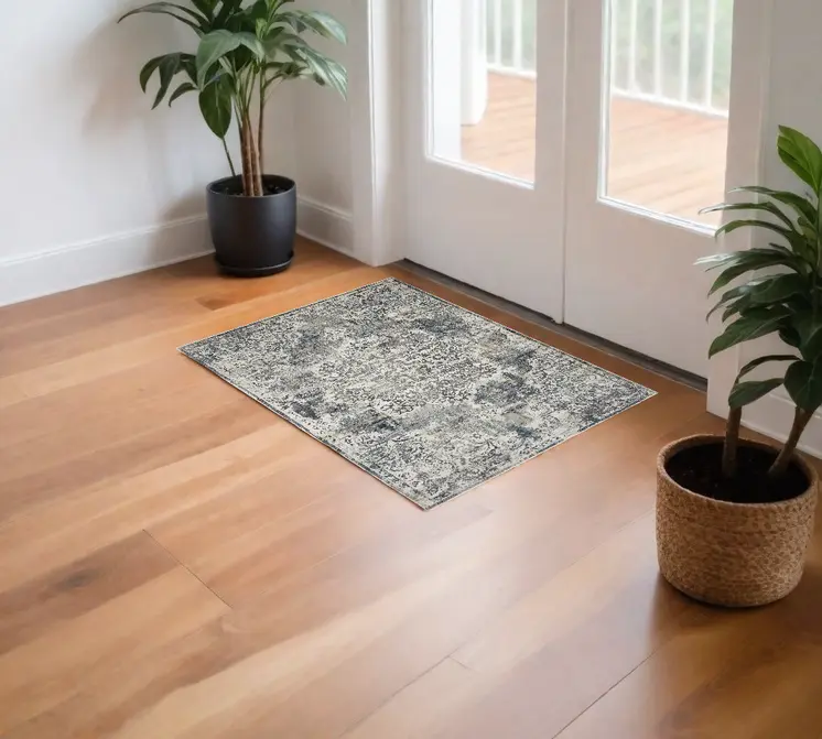 3' X 5' Ivory Floral Medallion Area Rug